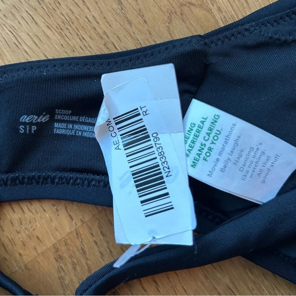 Aerie Tie Back Black Scoop Bikini Top - Picture 4 of 4